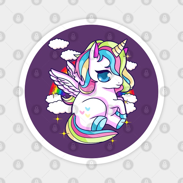 Pegasus Unicorn Cute Magnet by E